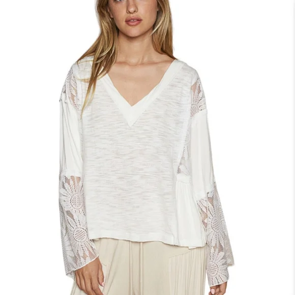 POL Relaxed Fit Jersey Top Sunflower Lace Patches - Picture 2 of 7